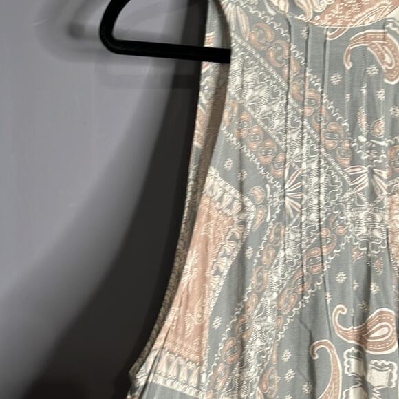 Free People Pink and Gray Paisley High Neck Sleeveless Dress Size Small - Picture 4 of 8